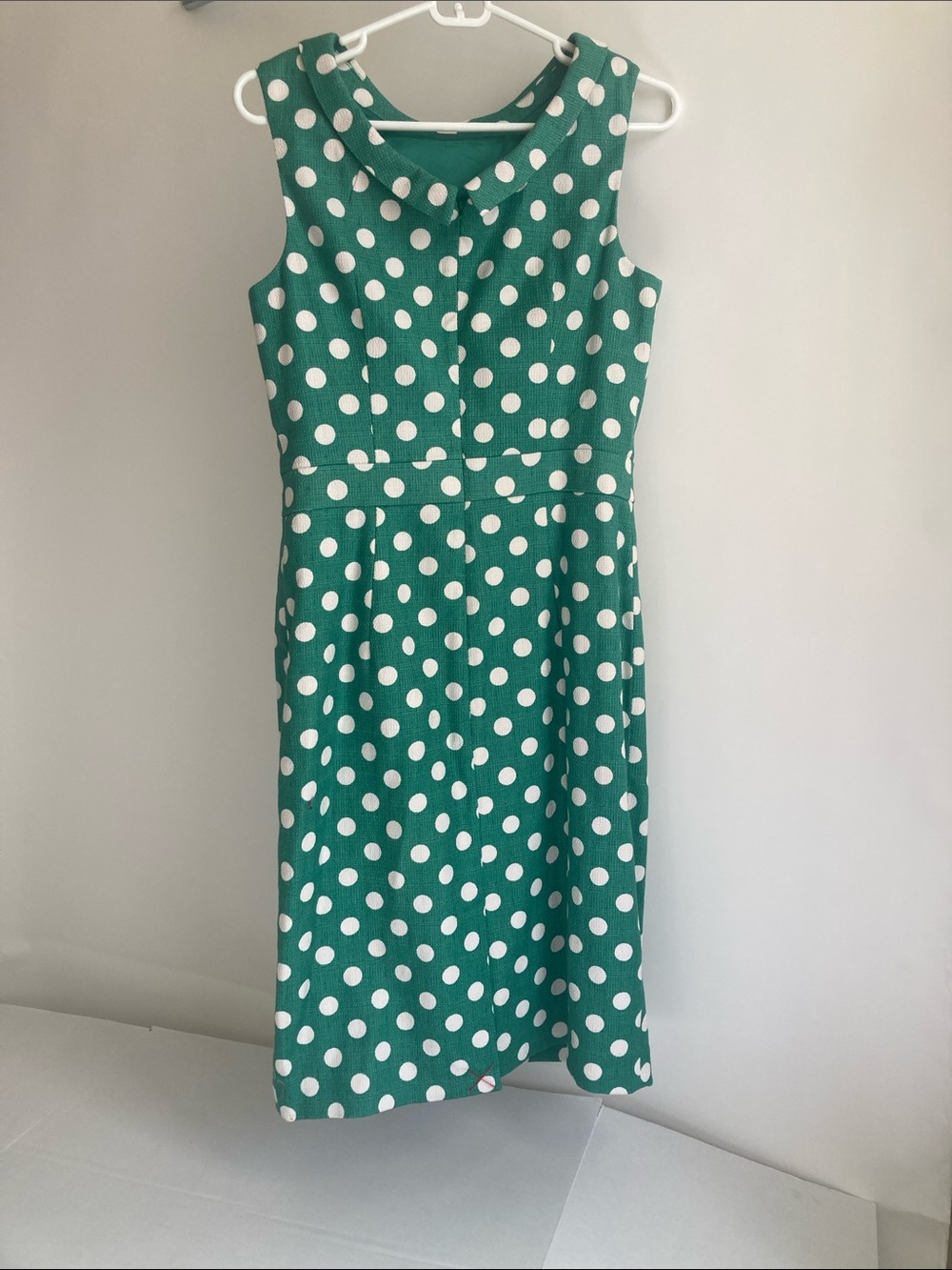 Boden Green and White Polka Dot Midi Dress Size 8L - Picture 3 of 15